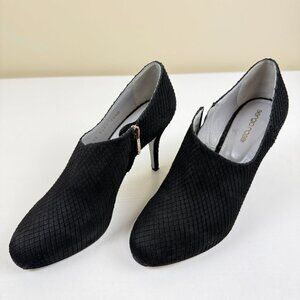 EUC Sergio Rosi Heel Booties Black Embossed Leather
